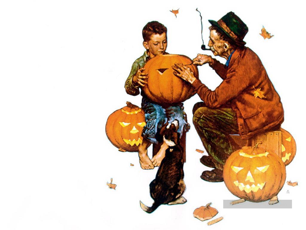 ghostly gourds Norman Rockwell Oil Paintings